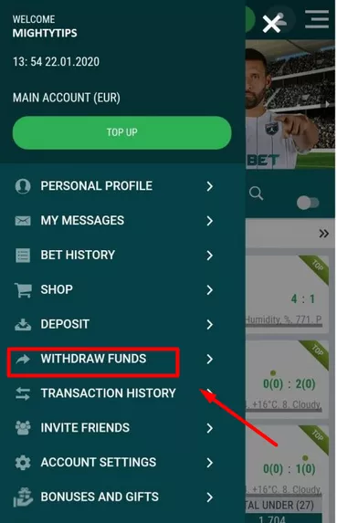 22bet withdraw funds